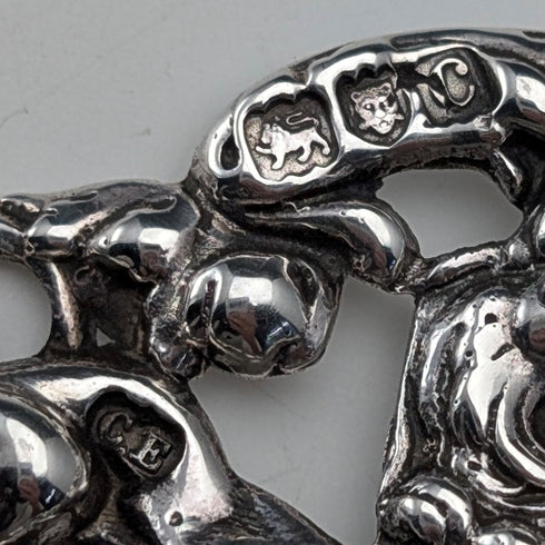 1898年 英國古董 純銀製 護士腰帶扣 118g Charles Edwards